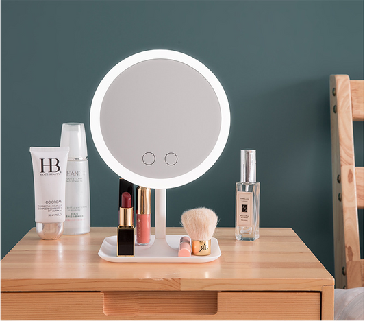 Makeup mirror with led table lamp